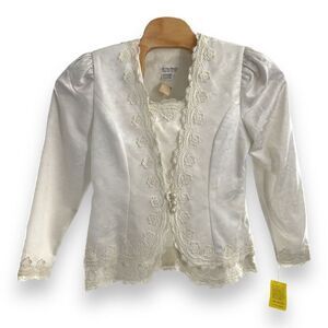 In The Mood Women's Vintage Button Front Blazer Jacket Cream Size 10 NWT